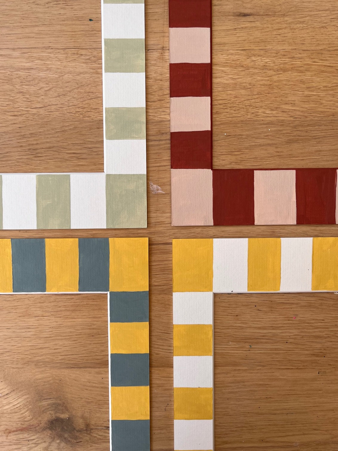 Decorative striped and checkered picture mounts in earthy muted tones—ideal for enhancing botanical art prints and adding a unique, handcrafted touch to home decor or gift presentations