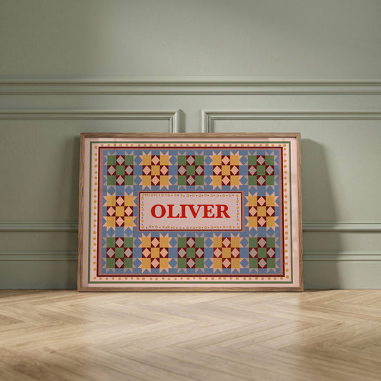 Patchwork Inspired Personalised Name Print