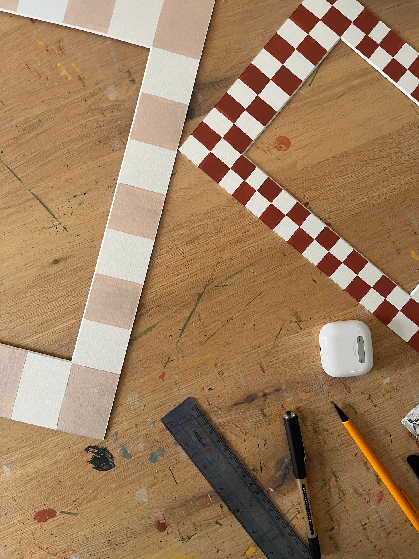 Hand Painted Checkerboard Picture Mount